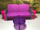 Barbie Doll House Furniture Purple Couch Coffee Table Pink End Table Lot