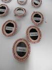 (LOT #07) WHOLESALE LOT OF 9 VINTAGE PINK CRYSTAL PICTURE FRAME BROOCHES PINS