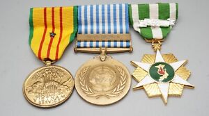 Korean - Vietnam War Army Navy Service 3 Medals Bar RARE