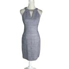 NWT Eliza J Rhinestone Neck Detail Crinkle Fabric Sleeveless Dress Gray Size 8