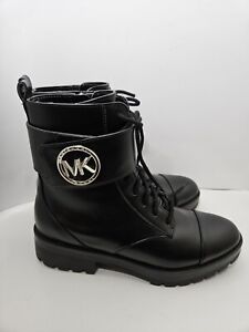Michael Kors: TATUM Leather Ankle Combat Boots: Women's Size 7.5 Black