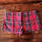 Vintage Plaid Red Shorts Y2K Size 5 Zip Up Short 90s Hot Pants