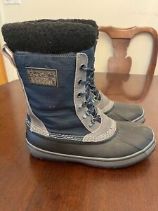 LL Bean Mens 11 M Insulated Snow Duck Boots Waterproof Gray Blue Black 507841