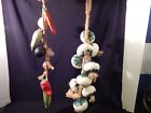 Set of 2 Vintage Hanging Ceramic Vegetables & Onions On A Rope Both 22-24