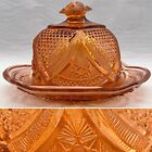 Indiana Glass EAPG Amber Round Butter Dish Made in USA circa 1920s