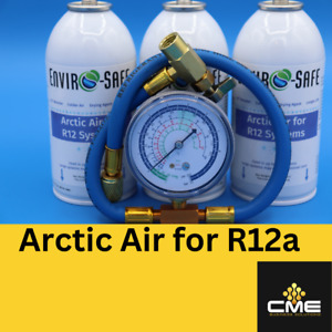 Arctic air 12, Auto AC Refrigerant support, 3 cans & brass charging gauge