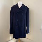 Vintage 1973 US Navy Men's Pea Coat Wool Blue Size 40L M L Immaculate Military