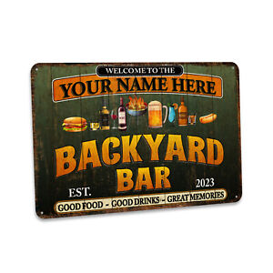Custom Backyard Bar Sign Bar Decor Barbecue Gift For Dad Beer Sign 108122002204