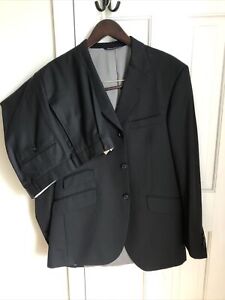 Coppley Wool Suit Exclusive Cloth Size 40 W & 34 R Black W Black Pin Stripe