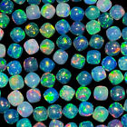 10 Pcs Natural Ethiopian Opal 4mm Cushion Flashy Untreated Loose Gemstones Lot