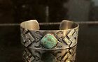 Vintage Fred Harvey Era Style Navajo Whirling Logs Turquoise Cuff Bracelet