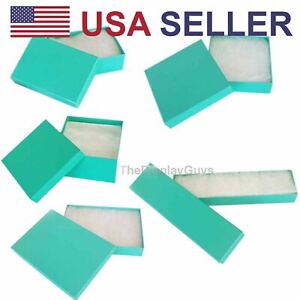 BULK Teal Paper Jewelry Gift Boxes with Cotton Fill Padding - 11 Sizes