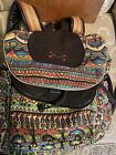 Sakroots Peace Sign Backpack With Yoga Mat Zipper And Charms Multi-color CLEAN