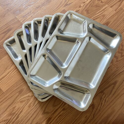 New ListingCarrollton MFG Co Mess Hall Trays Vintage 7 Piece Lot Metal Compartment Camping