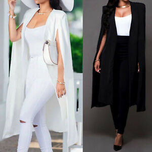 Womens Loose Long Cloak Cape Blazer Suit Jacket Fashion Coat Trench Outwear