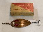 Vintage Old Paul Bunyan Bait Co. Tear Drop Copper Spoon Fishing Lure In Box Nice
