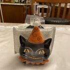 Johanna Parker Halloween Black Cat Ceramic Soap Dispenser & Sponge Holder