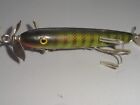 VINTAGE FISHING LURE WOODEN PAW PAW TORPEDO SERIES #2403 GREEN SCALE GOLD C.1940