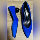 NWOB Carel Paris Royal Blue Suede Pointed Toe Whimsical Heels Size 38 US 7