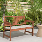 Outdoor Solid Wood Loveseat Chair Patio Bench w/ Backrest & Cushion Porch Garden