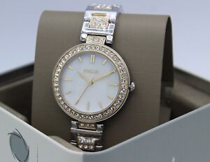 NEW AUTHENTIC FOSSIL KARLI SILVER GOLD CRYSTALS MOP WOMEN'S BQ3884 WATCH