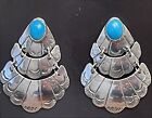 Vintage ZUNI NAVAJO - Turquoise Earrings Set in 925 Silver - Signed!