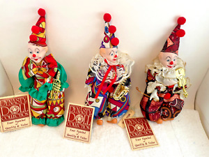 3 VTG Dynasty Doll Musician Porcelain Pierrot Jester Clown Doll 10