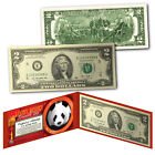 Chinese Panda Lucky Money Double 88 Serial Number $2 U.S. BEP Bill w/ Red Folio