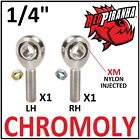 1/4''-28 MALE LH + RH 1/4'' BORE CHROMOLY HEIM JOINT ROD END W/ JAM NUTS KIT