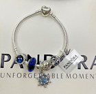 Authentic Pandora 925 Silver Charm Bracelet Sparkling Love Dream Blue 7.5in/19cm