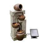 New ListingTeamson Home Tiered Wall Fountain With Bowls And Pots Solar Powered 28.5