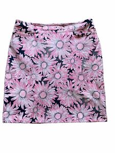 Vintage Talbots Womens Size 14 Stretch Knee-length Skirt Black/Pink/White Floral