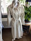 London Fog Trench Coat Womens Large Off White Cream Single Breasted Belted Lined