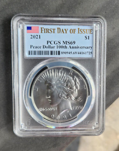 New Listing2021 Peace silver dollar PCGS MS 69 First Day of Issue