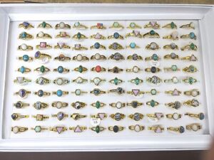 wholesale rings lot 36pcs vintage antique style faux gemstone hippy boho jewelry