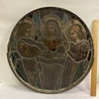 ANTIQUE STAINED GLASS ROUND CENTER CHURCH ARCHITECTURAL SALVAGE PANEL