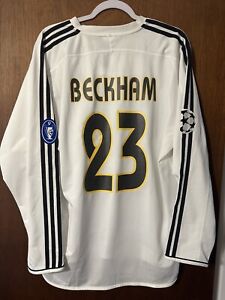 New ListingAuthentic Real Madrid 2003 2004 Home #7 Beckham Long Sleeve L Shirt Jersey B105