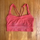 Lululemon Free To Be Bra Long Line Pink Train Workout Strappy Crop Top Size 6