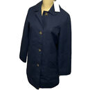 COS Coat Jacket Button Front Collared Long Sleeve Navy Blue Cotton Women 2 NWT