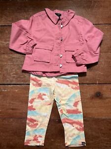 Girls Toddler 4T BEBE Outfit NWOT Jacket And Legging Set Pink & Yellow