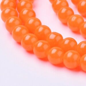 105 Neon Orange Glass Beads Bulk Jelly 8mm Round 32