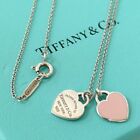 Return to Tiffany & Co. Sterling Silver 925 Pink Double Heart Tag Necklace Used