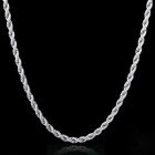 2MM Solid 925 Sterling Silver Plated Italian DIAMOND CUT ROPE CHAIN Necklace
