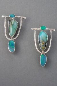 Silver Plated Turquoise Gemstone Hook Dangle Drop Earrings Jewelry Simulated