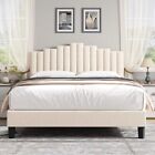 Full Size Bed Frame Upholstered Platform Bed with Fabric Headboard Adjustable
