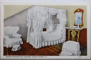 Virginia VA Mount Vernon Martha Washington Bedroom Postcard Old Vintage Card PC