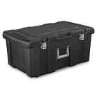 Black 16 Gallon Lockable Footlocker Toolbox Container Box with Wheels