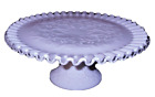 VTG FENTON Silver Crest SPANISH LACE Crimped Milk Glass Footed Cake Stand 11