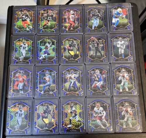 LOT OF 20 BLUE CHECKERBOARD DIE-CUT PRIZMS FROM 2020 PANINI SELECT FOOTBALL RC