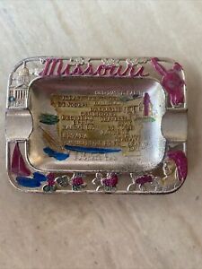 VINTAGE MISSOURI STATE TIN METAL ASHTRAY  MADE IN JAPAN - MUST SEE! (sd4)